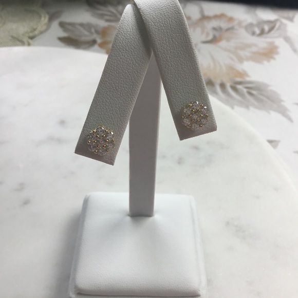 Sale $26! Yellow GP/Sterling Cz Flower Earrings - Picture 14 of 16